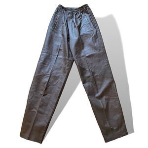 Chocolate Brown Genuine Leather High-Waisted Joggers |Size:Small|